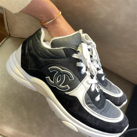 all black chanel trainers|chanel black trainers white sole.